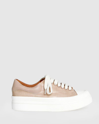 Shop Belle & Bloom Just A Dream Croc Leather Sneaker In Brown