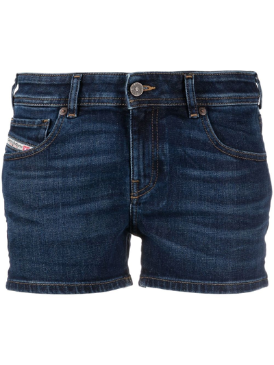 Shop Diesel Straight-leg Denim Shorts In Blue