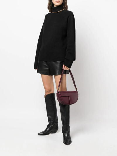 Shop Patou Panelled Calf-leather Shoulder Bag In Purple