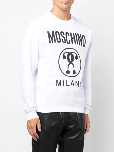 Shop Moschino Logo-print Organic Cotton Sweatshirt In White