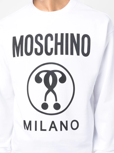 Shop Moschino Logo-print Organic Cotton Sweatshirt In White