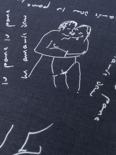 Apc All-over Graphic-print Scarf In Blue