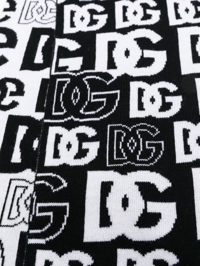 Shop Dolce & Gabbana Logo-print Virgin Wool Scarf In Black