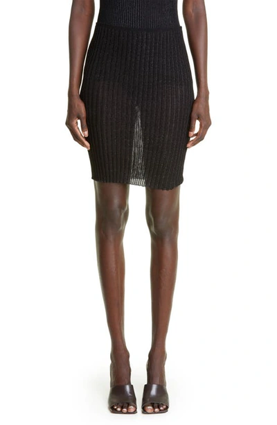 Shop A. Roege Hove Emma Ribbed Cotton Blend Miniskirt In Black