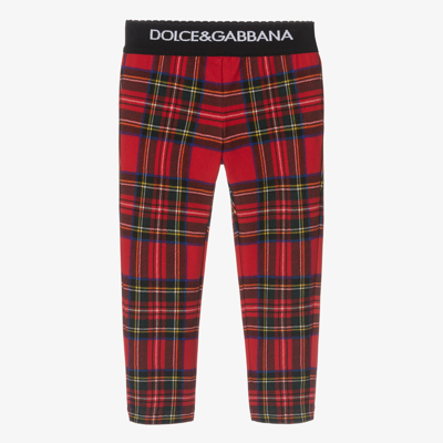 Shop Dolce & Gabbana Girls Red Check Leggings