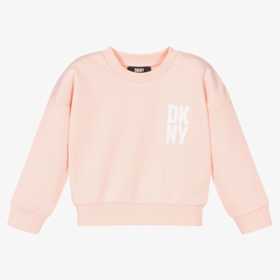 Shop Dkny Girls Pink Cotton Sweatshirt