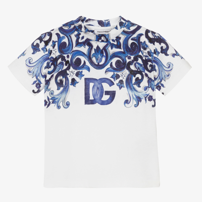 Shop Dolce & Gabbana Baby Girls Majolica T-shirt In White