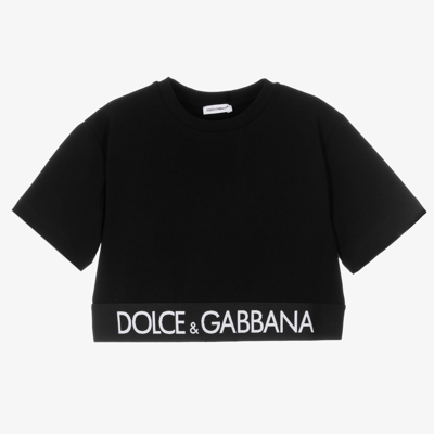 Shop Dolce & Gabbana Black Cropped Logo T-shirt