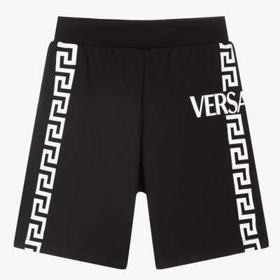 Shop Versace Boys Black Greca Logo Shorts