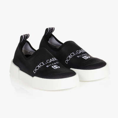 Shop Dolce & Gabbana Black Logo Slip-on Trainers