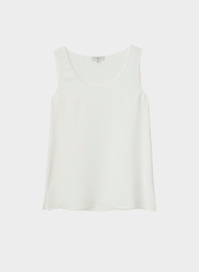 Shop Lafayette 148 Silk Double Georgette Sleeveless Blouse In White