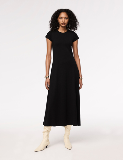 Another Tomorrow Short-sleeve Jersey Midi-dress In Black
