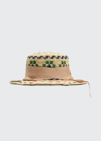 Shop Sensi Studio Hippie Crochet Straw Sun Hat In Unique Dark Taupe
