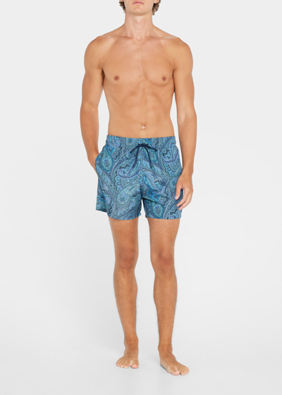 Shop Etro Men's Paisley Swim Shorts In Multi