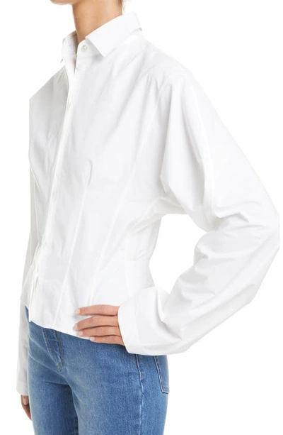 Shop Alaïa Corset Inspired Cotton Poplin Button-up Shirt In Blanc