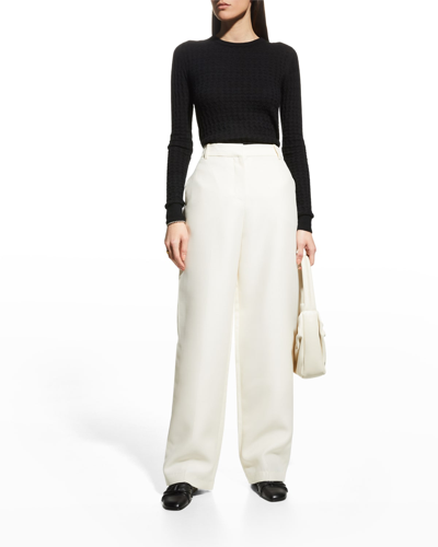 Shop Co Straight-leg Crepe Pants In Ivory
