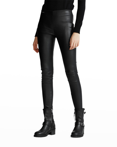 Shop Polo Ralph Lauren Leather Skinny Pants In Polo Black