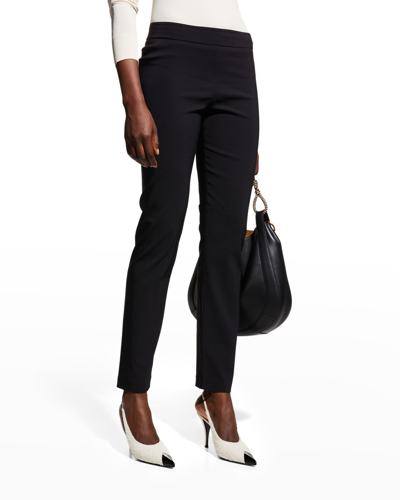 Shop Avenue Montaigne Billy Stretch Straight-leg Pants In Black