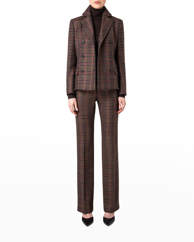 Shop Akris Wool Houndstooth Bootcut Pants In Carame