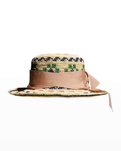 Shop Sensi Studio Hippie Crochet Straw Sun Hat In Unique Dark Taupe