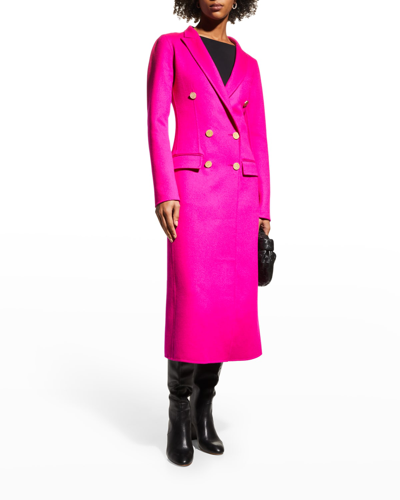 Shop Adam Lippes Double-breasted Zibeline Cashmere Coat In Fuchsia