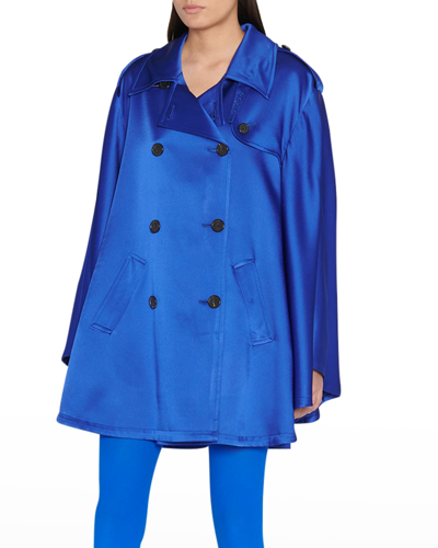Tom Ford Belted Satin Trench Coat In Ocean | ModeSens