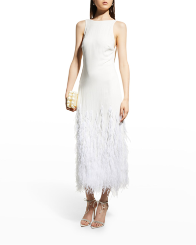 Shop Cult Gaia Aja Open-back Feather Dress In Off White