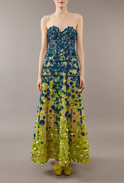 Shop Elie Saab Ombre 3d Floral Applique Gown