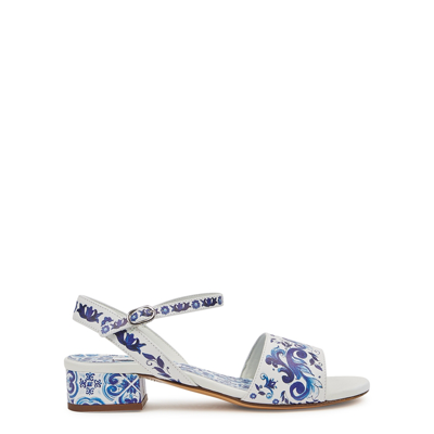 Shop Dolce & Gabbana Kids White Printed Leather Sandals (it30-it34) In White & Other