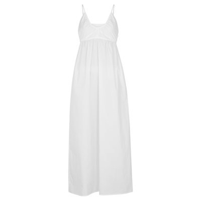 Shop Bird & Knoll Alba White Cotton-poplin Maxi Dress