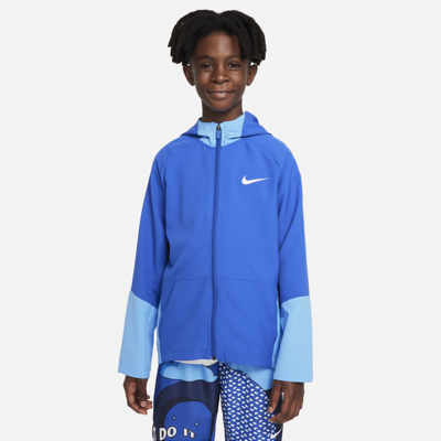 Shop Nike Dri-fit Big Kids' (boys') Woven Training Jacket In Blue