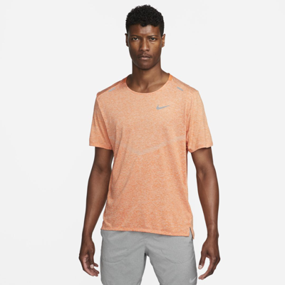 Shop Nike Men's Dri-fit Rise 365 Short-sleeve Running Top In Orange