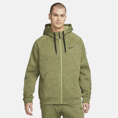 Shop Nike Men's Therma-fit Full-zip Fitness Hoodie In Green