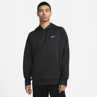 Shop Nike Men's  Therma Therma-fit Hooded Fitness Pullover In Black