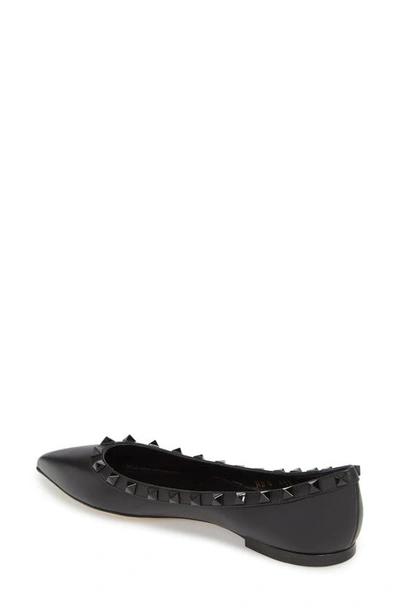 Shop Valentino Rockstud Ballerina Flat In Black/ Black