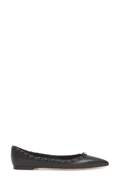 Shop Valentino Rockstud Ballerina Flat In Black/ Black