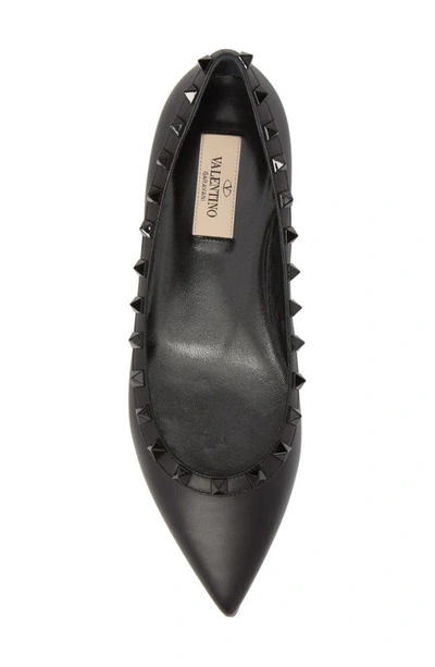 Shop Valentino Rockstud Ballerina Flat In Black/ Black