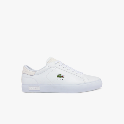 Shop Lacoste Men's Powercourt Burnished Leather Sneakers - 8 In White
