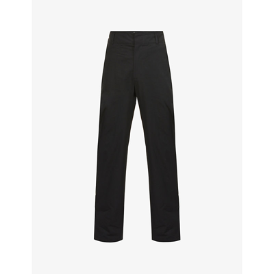Shop Bottega Veneta Rivet-detail Relaxed-fit Wide Cotton-blend Trousers In Black