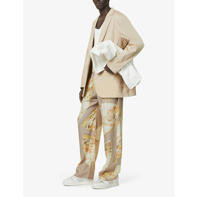 Shop Acne Studios Fan Graphic-print Relaxed-fit Straight-leg Woven Trousers In Brown