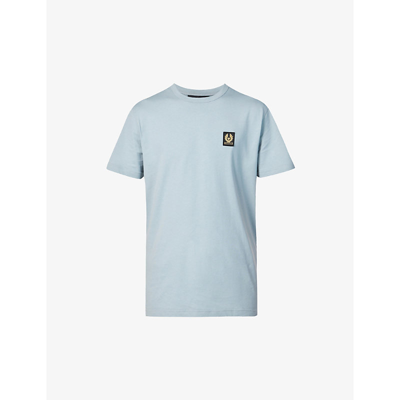 Shop Belstaff Throwley Logo-patch Cotton-jersey T-shirt In Arctic Blue