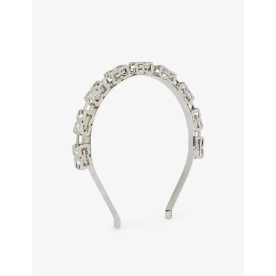 Shop Givenchy G Cube Monogram Brass Headband In Silvery