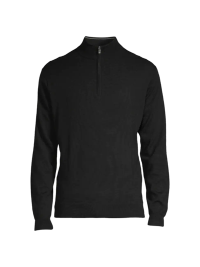 Shop Peter Millar Men's Crown Soft Quarter-zip Sweater In Black