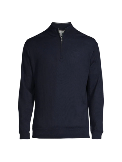 Shop Peter Millar Men's Crown Soft Quarter-zip Sweater In Navy