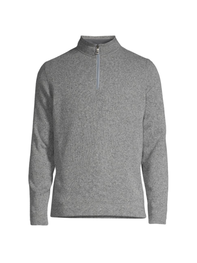 Shop Peter Millar Men's Quarter-zip Fleece Sweater In Gale Grey