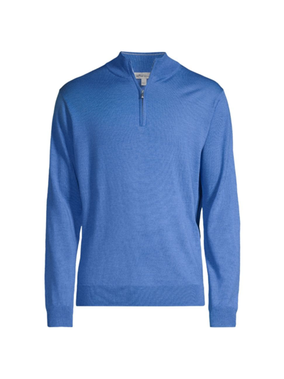 Shop Peter Millar Men's Crown Soft Quarter-zip Sweater In Nordic Blue