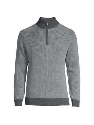 Shop Peter Millar Men's Crown Two-tone Ribbed Sweater In Gale Grey