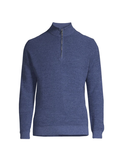 Shop Peter Millar Men's Crown Kitts Twisted Quarter-zip Sweater In Nordic Blue