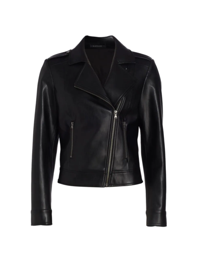 Shop Elie Tahari Women's Faux Leather Moto Jacket In Noir