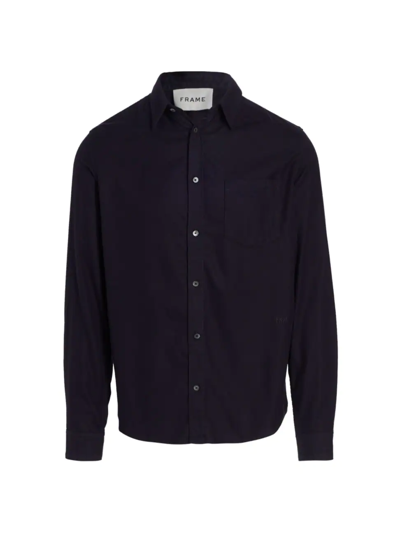 Shop Frame Men's Brushed Flannel Button-up Shirt In Navy
